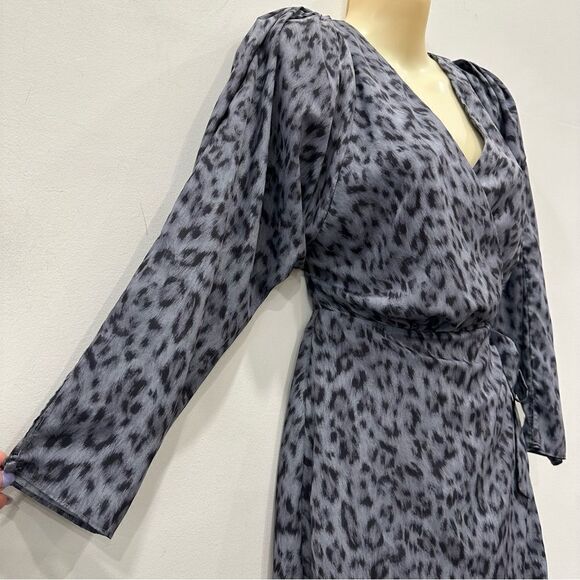Joie Acantha Leopard Wrap Asymmetrical Hem Long Sleeve Dress size S - Picture 5 of 14